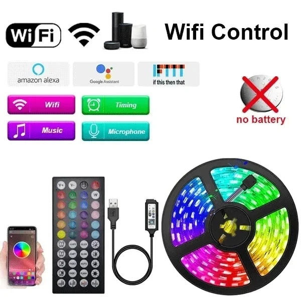 Smart Led Strip Light 5050 RGB USB 5V Bluetooth APP Remote Control Led Tape Diode Flexible Ribbon Lamp.