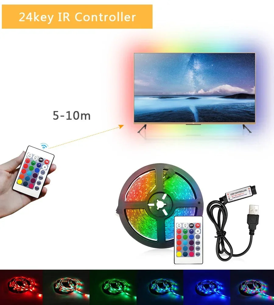 Smart Led Strip Light 5050 RGB USB 5V Bluetooth APP Remote Control Led Tape Diode Flexible Ribbon Lamp.