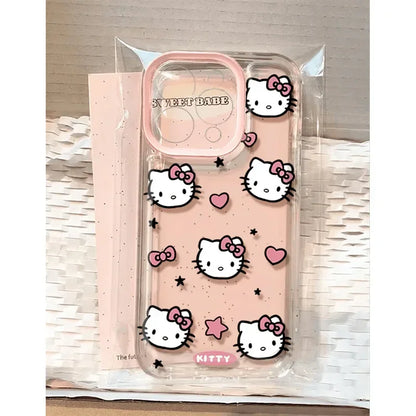 Hello Kitty Love Face Pink Bow Phone Case For IPhone 16 15 14 12 13 11 Pro Max XR XS MAX 7 8 PLUS Y2K Girl Kawaii Cover