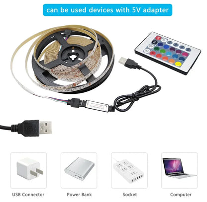 Smart Led Strip Light 5050 RGB USB 5V Bluetooth APP Remote Control Led Tape Diode Flexible Ribbon Lamp.