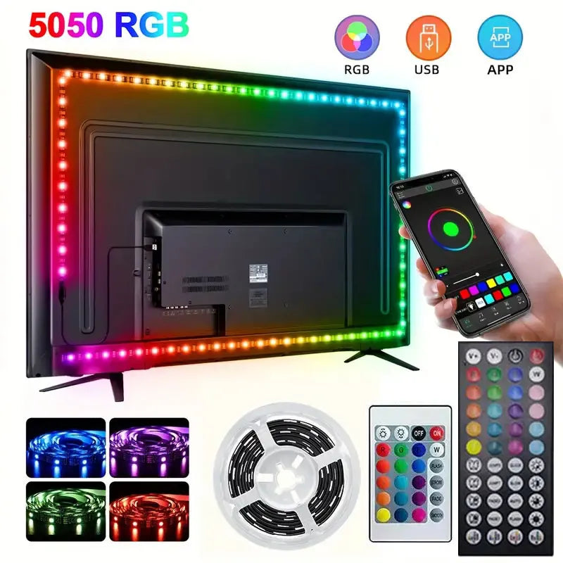 Smart Led Strip Light 5050 RGB USB 5V Bluetooth APP Remote Control Led Tape Diode Flexible Ribbon Lamp.