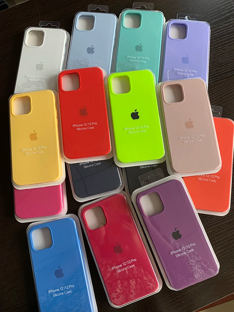 Original Liquid Silicone Phone Case for iPhone 16 15 14 11 12 13 Pro Max Apple Cases for iPhone 13 12 15 16 Plus Full Logo Cover