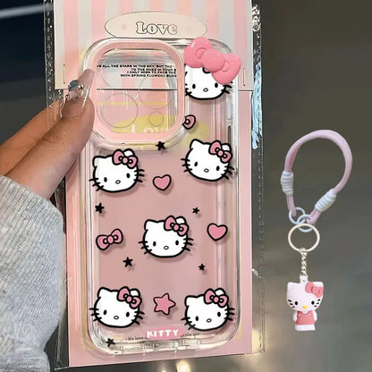 Hello Kitty Love Face Pink Bow Phone Case For IPhone 16 15 14 12 13 11 Pro Max XR XS MAX 7 8 PLUS Y2K Girl Kawaii Cover