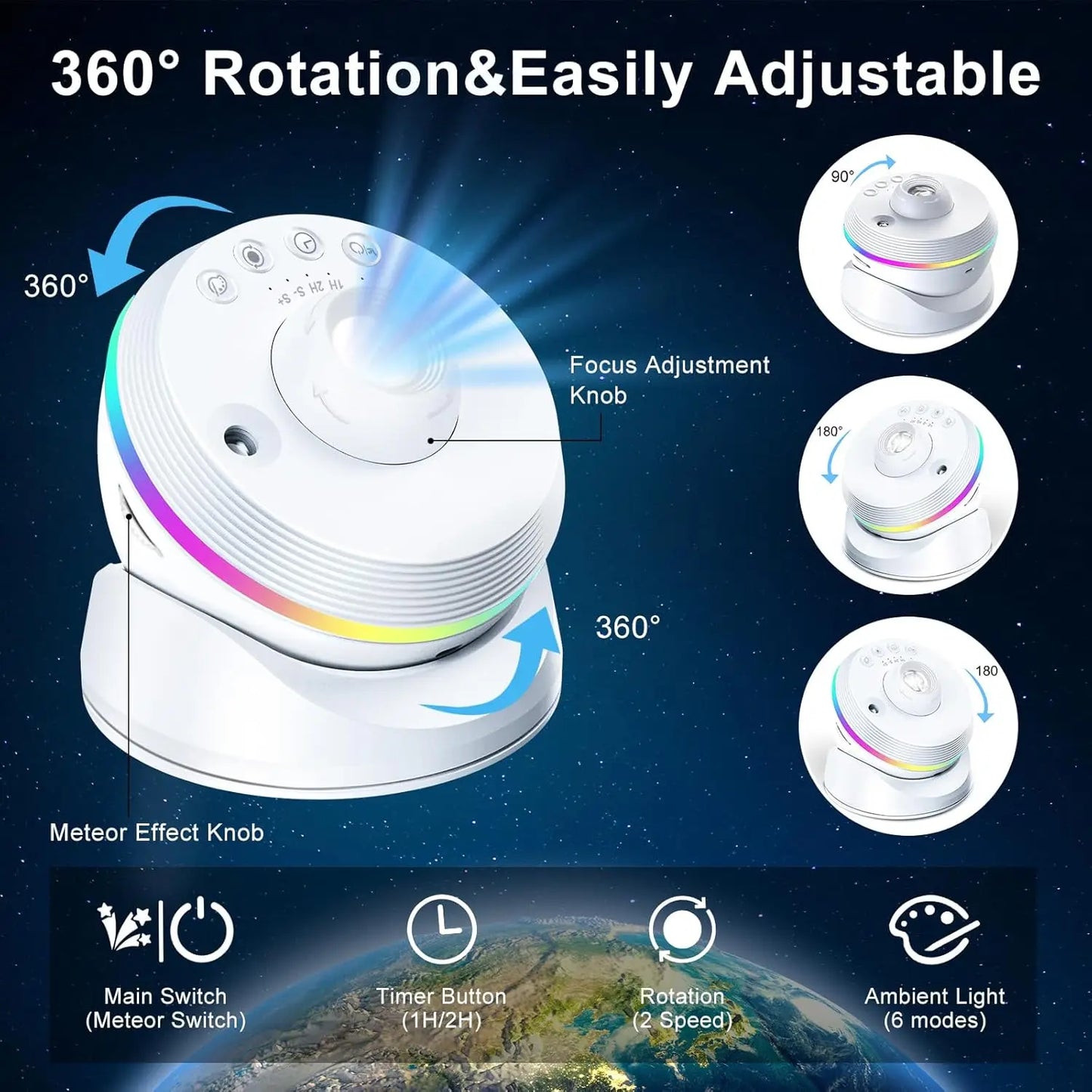 LED Night Light Galaxy Star Projector 4K HD 13 IN 1  Planetarium Projector 360° Rotation For Bedroom Decor Children Gift