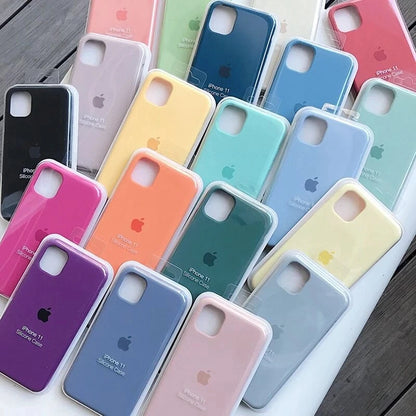 Original Liquid Silicone Phone Case for iPhone 16 15 14 11 12 13 Pro Max Apple Cases for iPhone 13 12 15 16 Plus Full Logo Cover