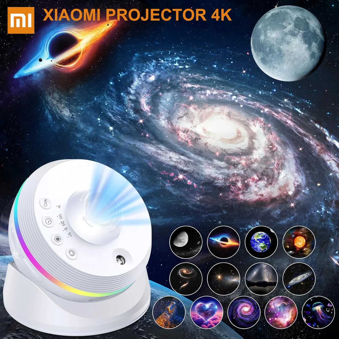 LED Night Light Galaxy Star Projector 4K HD 13 IN 1  Planetarium Projector 360° Rotation For Bedroom Decor Children Gift