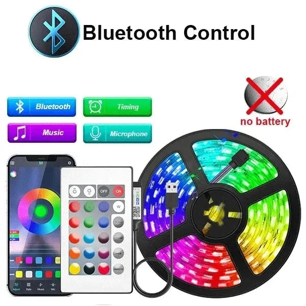 Smart Led Strip Light 5050 RGB USB 5V Bluetooth APP Remote Control Led Tape Diode Flexible Ribbon Lamp.