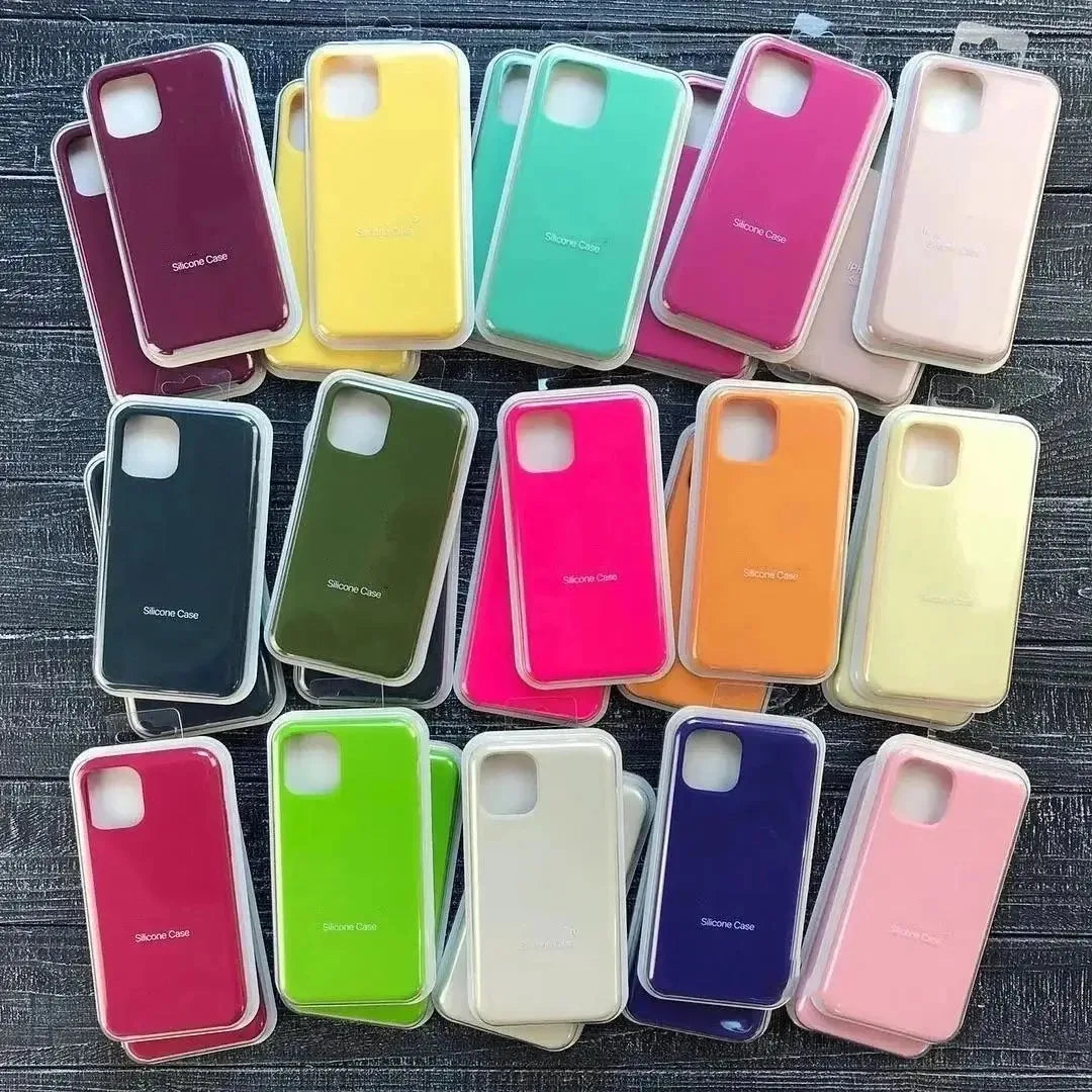 Original Liquid Silicone Phone Case for iPhone 16 15 14 11 12 13 Pro Max Apple Cases for iPhone 13 12 15 16 Plus Full Logo Cover